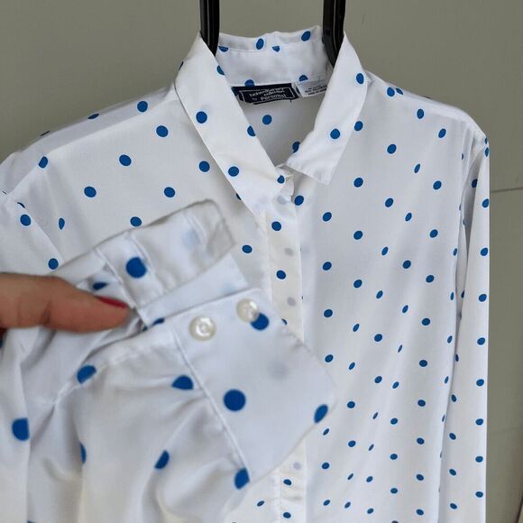 Vintage Japanese Haberdashery Collection White Polka Dot Button-Up Shirt - L - Picture 4 of 5